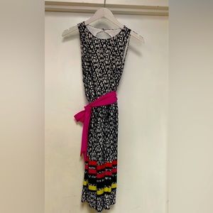 Navy And White Dress with Rainbow Trim